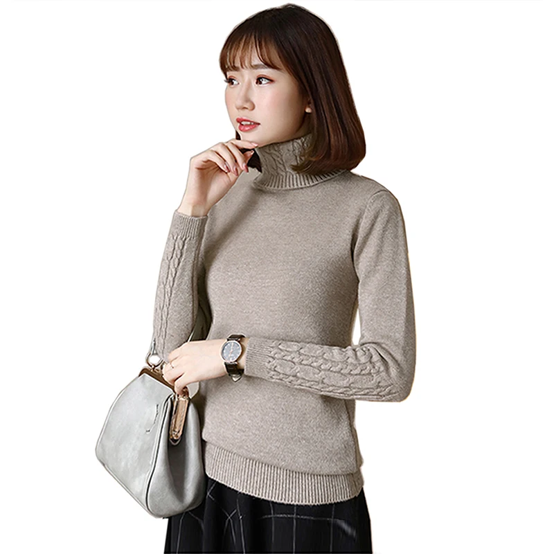 Turtleneck women sweater and pullovers autumn winter 2019 woman long sleeve Warm wool knitted female pullover Pull Femme | Женская