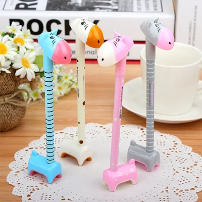 

2015 Korea Creative style lovely stand donkey colorful Ball Point pen Cute new design Stationery Assemble giraffe Ball Pen hippo