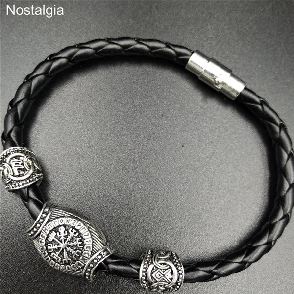 23cm Silver Ностальгия Викинг ювелирные изделия Vegvisir славянский Коловрат компас бисер с рунами магнитный браслет Vikingos аксессуары мужской женский браслет - Окраска металла: 23cm Silver
