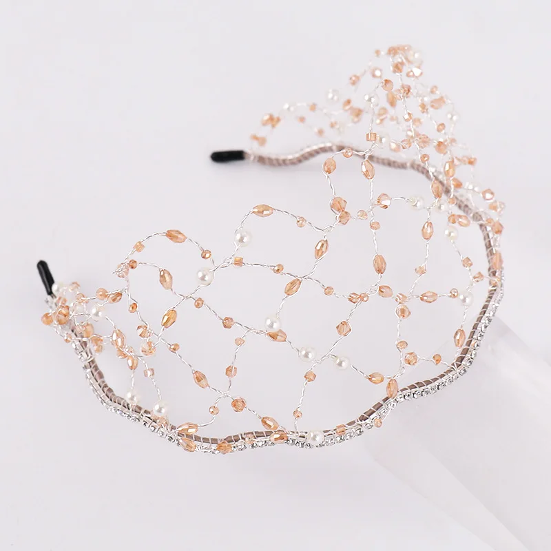

Fashion Classic Crystal Bridal Hairband Hair Accessories Reticular Pearl Crystal Wedding Head Buckle Headband Women Headpieces