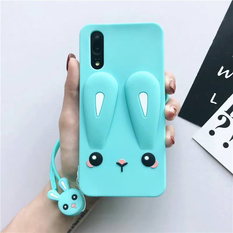 3D мультяшками чехол для huawei mate 10 Lite милый кролик силиконовый Honor 8 9 P10 P20 Коврики Pro