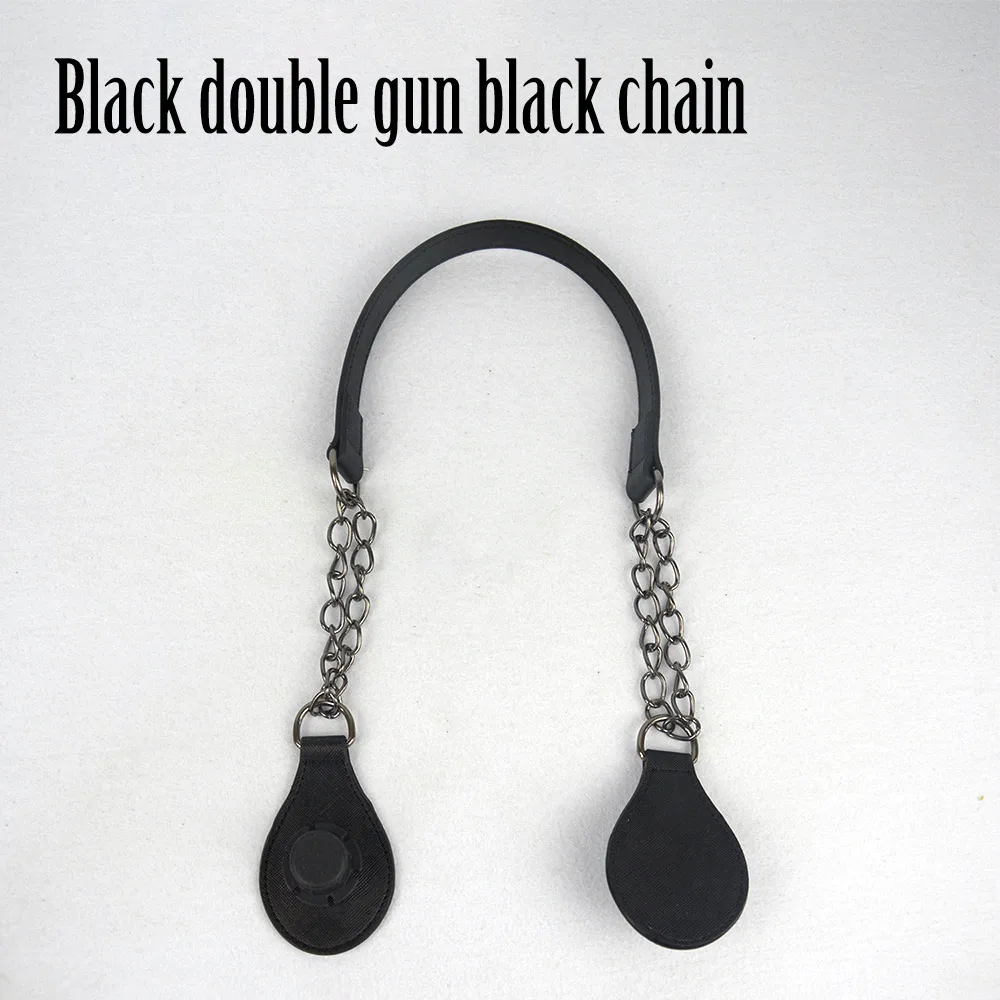 gun black D TANQU 1 шт. плоский ремешок-цепочка с краем, с рисунком, с отрывным концом, для Obasket Obag, ремень из искусственной кожи, двойная ручка-цепочка для O Bag - Цвет: gun black D
