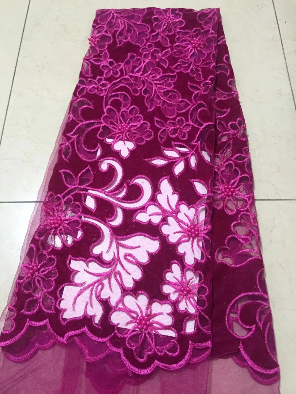 Розовые нигерийские французские кружевные ткани 2018 африканские бисерные