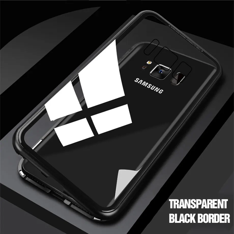 360 чехол с магнитной адсорбцией для samsung Galaxy S10 E S9 S8 Plus Note 8 9, задняя крышка из закаленного стекла на магните на A50 A30 A10, чехол s