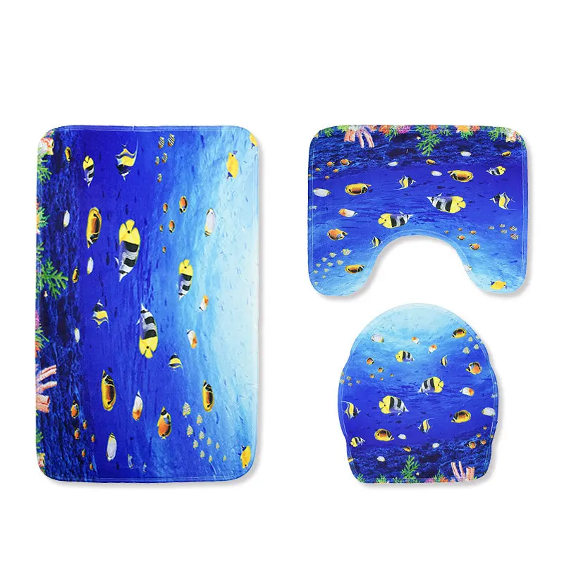 Fish 01 Zeegle Undersea World напечатанные коврики для ванной комнаты 3 шт. коврик для ванной комнаты нескользящий коврик для туалета Впитывающий Коврик для ванны коврик для ванной комнаты - Цвет: Fish 01