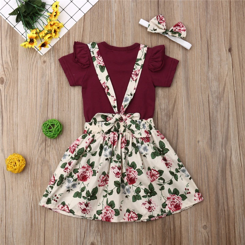 Комплект одежды для новорожденных девочек боди с короткими рукавами и цветочной