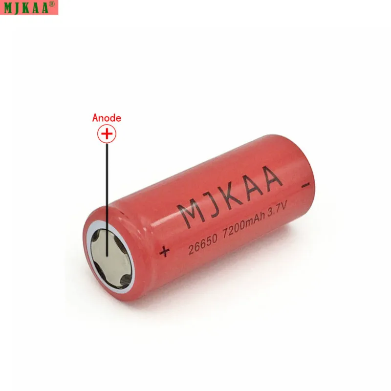 2 шт аккумулятор высокой емкости 26650 7200mAh 3,7 V 26650 литий-ионная аккумуляторная батарея Baterias Bateria red