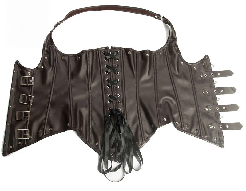 Корсет из искусственной кожи коричневого цвета корсеты и бюстье в стиле стимпанк