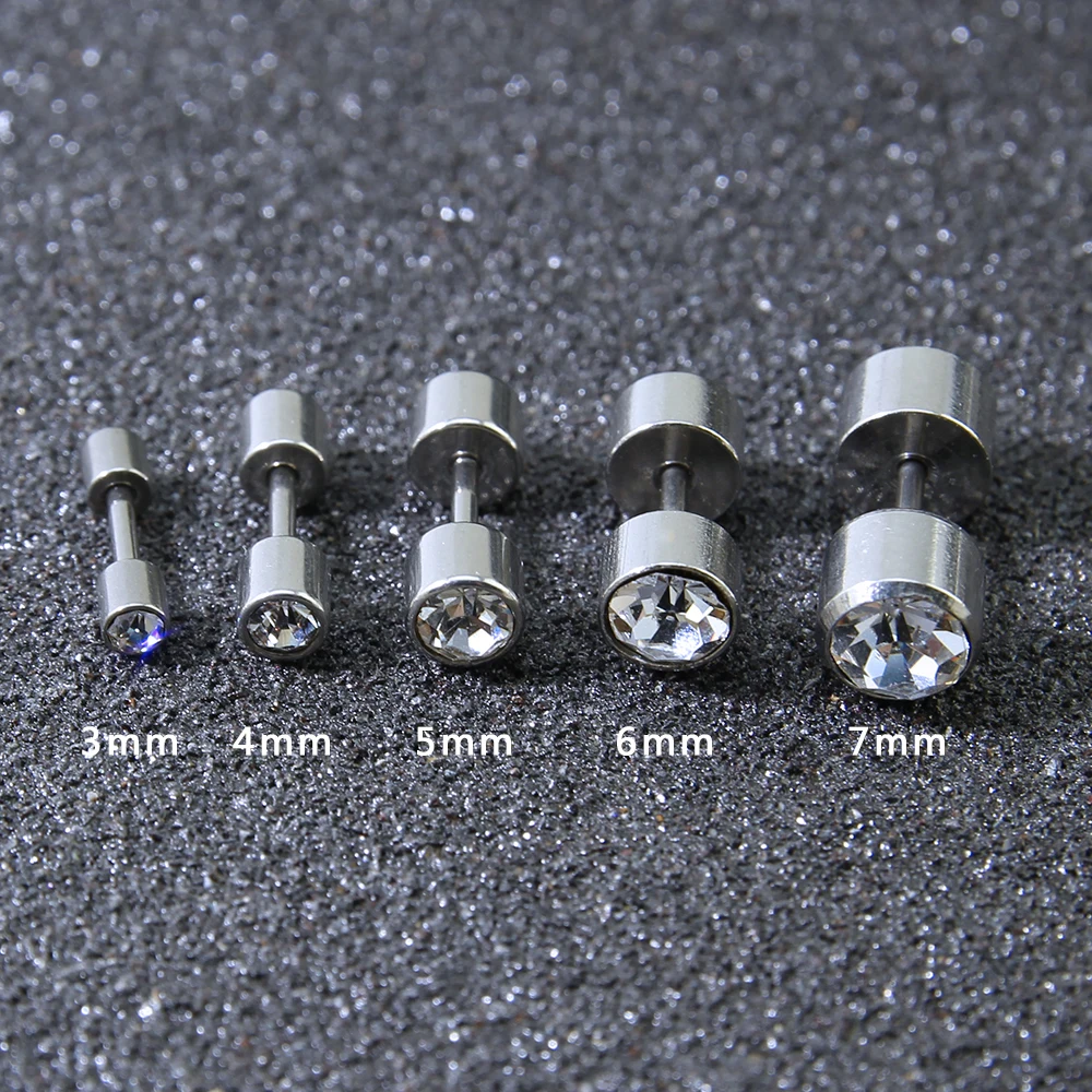 Серьги гвоздики из нержавеющей стали с двойными кристаллами 3 7 мм|studs for women|ear studs