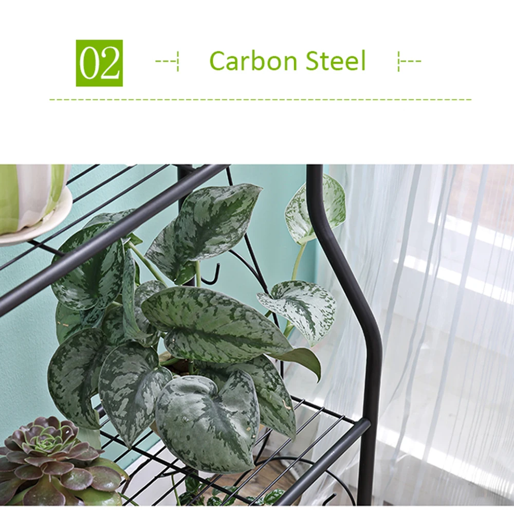 

Storage Organizer 3-Tier Flower Carbon Steel Rack Bedroom Hallway Entryway Balcony Storage Shelf Shoe Holder