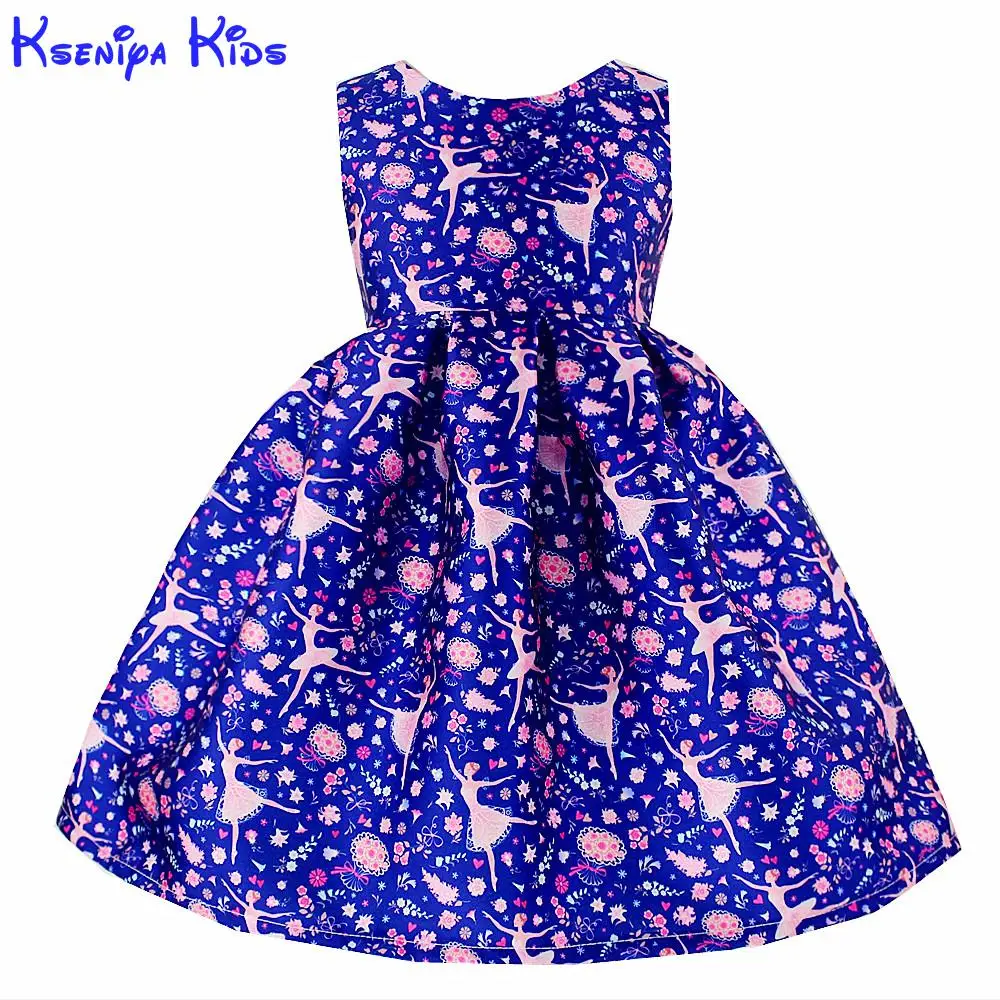 Kseniya Kids/балетное платье с принтом для девочек г. Новогодние Детские праздничные платья, детские костюмы для детей от 2 до 10 лет, Alg2116