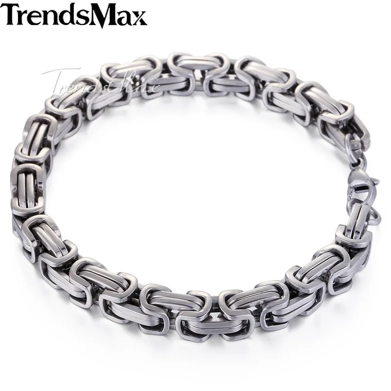 KB174 Silver color 8 мм мужской браслет из нержавеющей стали золото серебро черный Византийский звено цепи браслеты мужские модные ювелирные изделия подарки 7-1" KBM12 - Окраска металла: KB174 Silver color