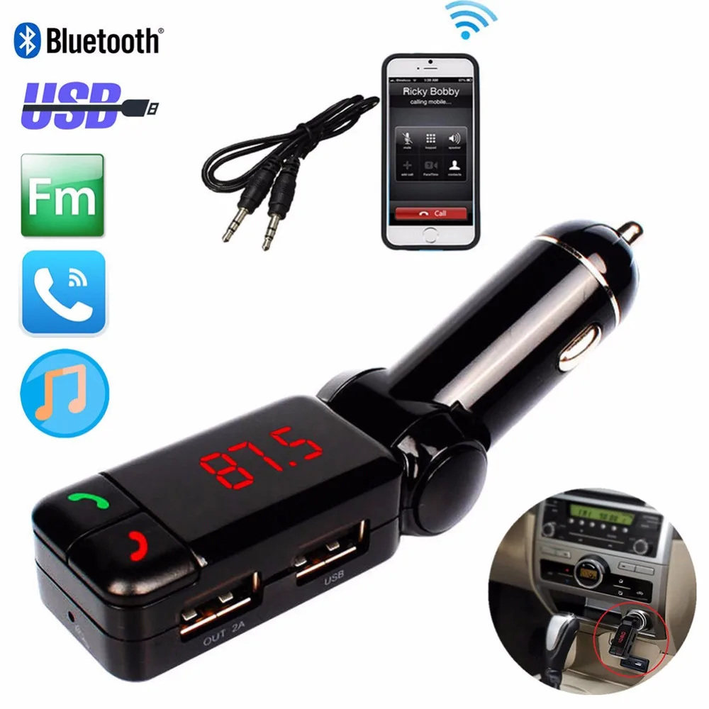 Fm передатчик громкой связи Bluetooth Автомобильный музыкальный комплект