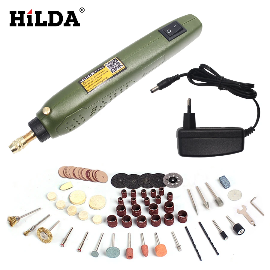 Набор шлифовальных аксессуаров HILDA + Мини электрическая дрель Dremel