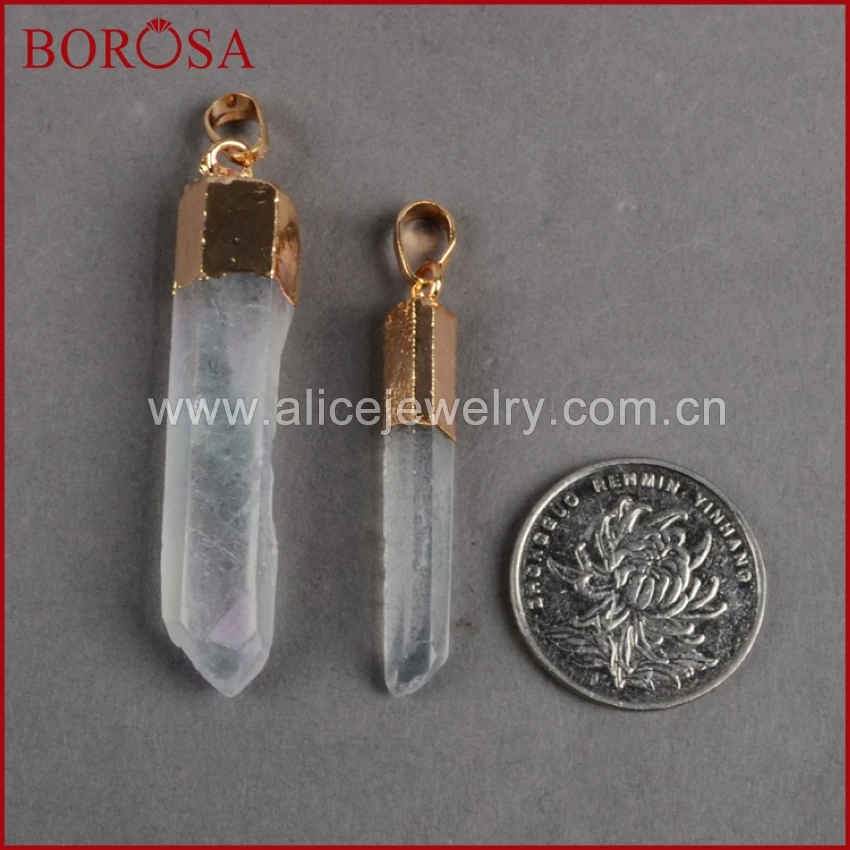 _ Ангел аура кварцевый кулон бисер титан кристалл точечный гальванизированный AB