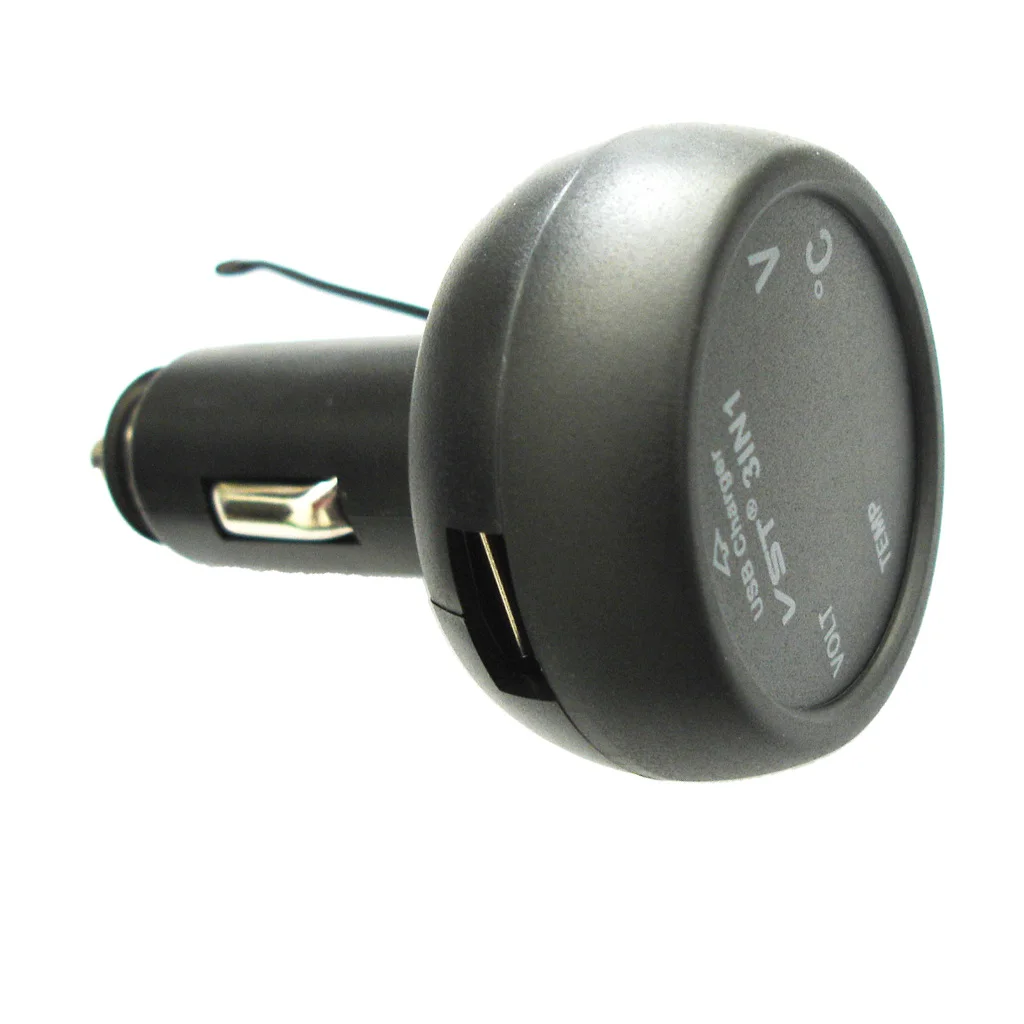 3in1 автомобиля 12V 24V Зеленый светодиодный цифровой вольтметр, термометр, USB Зарядное устройство гнездо для автомобильного прикуривателя plug and play