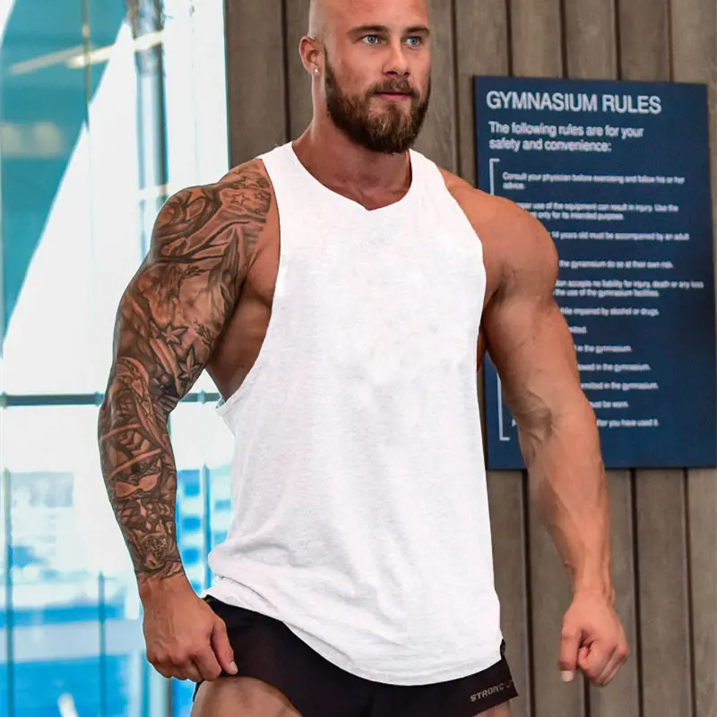 

Musculation Men's clothes Costumes vest fitness elastic breathable H type all cotton undershirts Male Tanks Undershirt