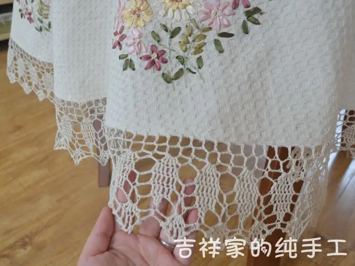 Новинка 2015 Модная хлопковая скатерть ZAKKA с кружевами и вышивкой в виде цветов для