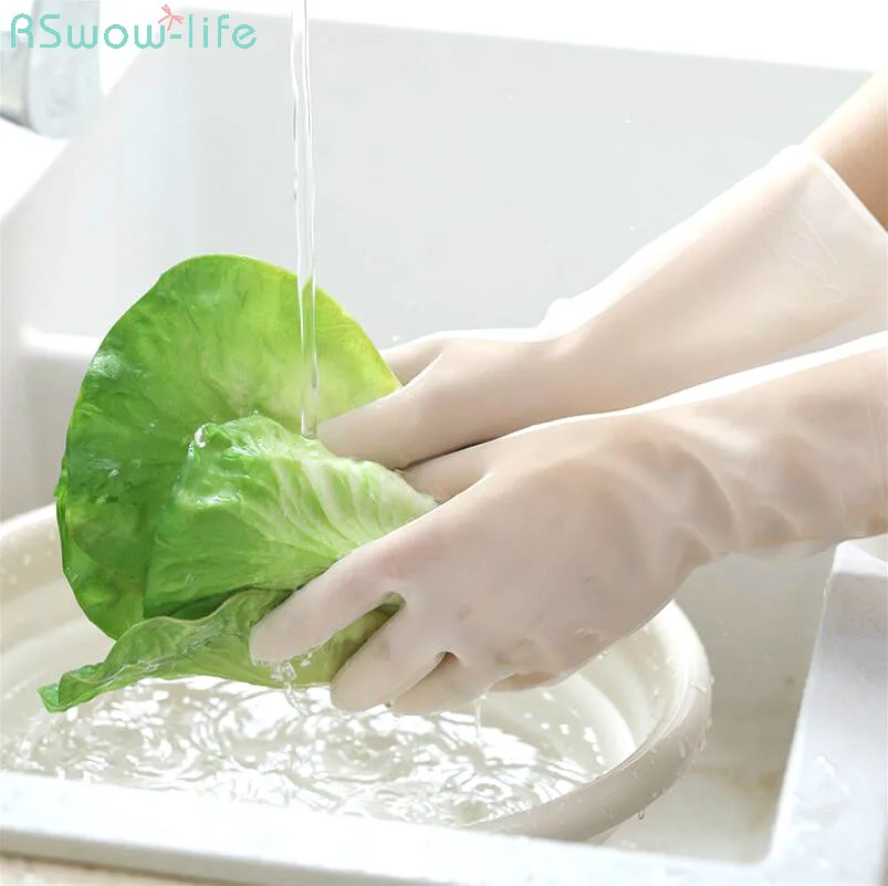 

2PCS Translucent Household Dishwasher Gloves PVC Kitchen Bathroom Laundry Gloves Durable Anti-Skid Waterproof Household Gloves