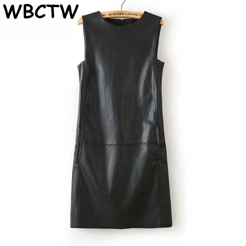 Женское платье из искусственной кожи WBCTW 5XL 6XL 7XL 8XL Повседневное Платье До Колена