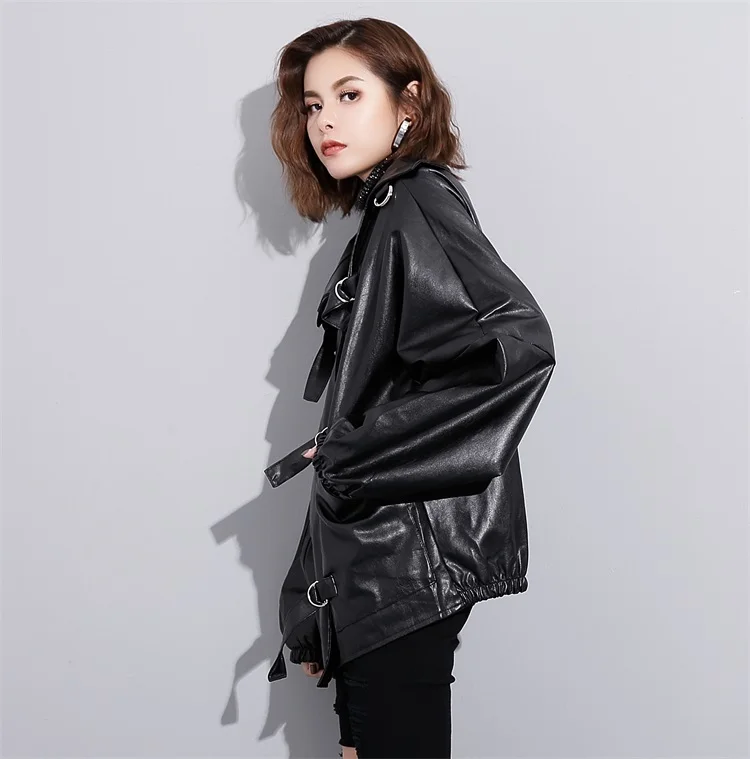 Depictdream 2017 New Pattern Winter Female PU Leather Clothing Short Loose Coat Woman Big Size Lapel Long Sleeve Jacket | Женская одежда