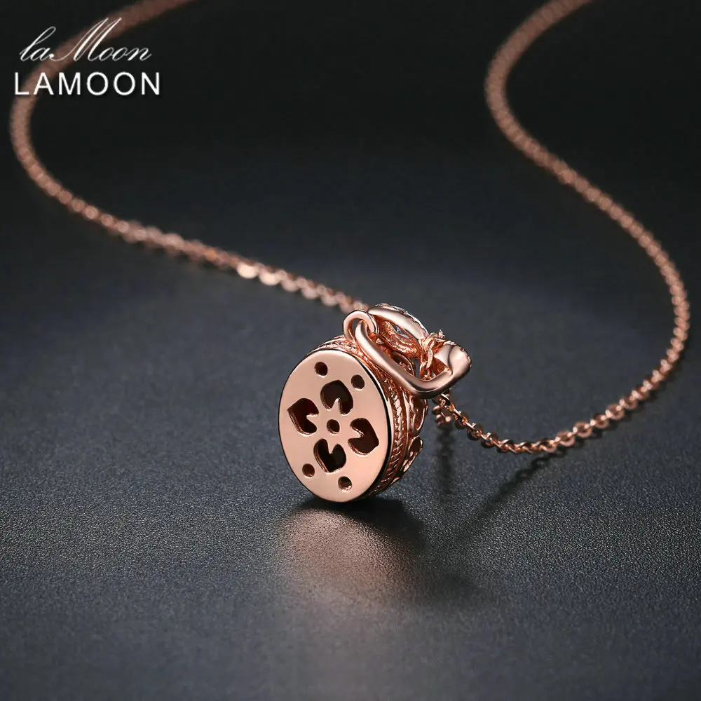LAMOON 2018 новый овальный гранат натуральный драгоценный камень кулон ожерелье 925