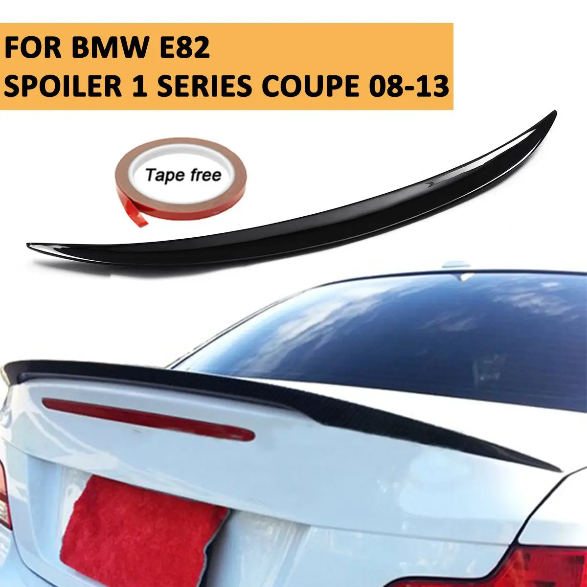 Блеск черный для BMW E82 2008 2013 1 серия задний багажник ABS крышка губ спойлер М Спорт