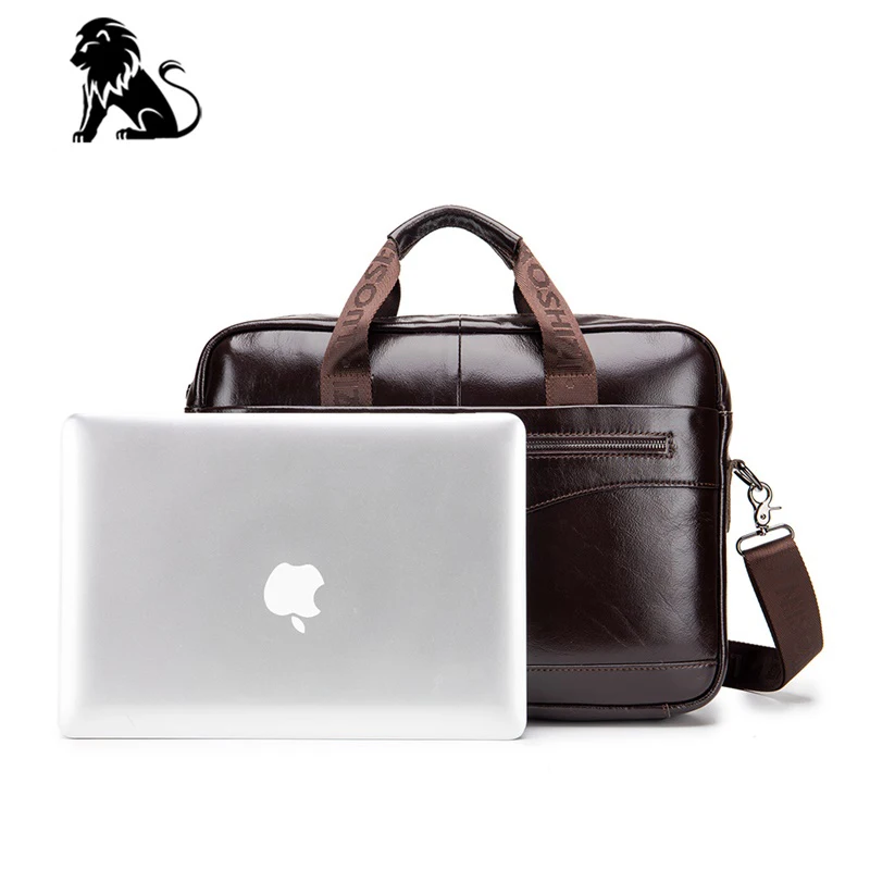 

Genuine Leather Men's Briefcase Vintage Cowhide Business Computer Bag Fashion Messenger Bags Man Shoulder Bag Male Handbags