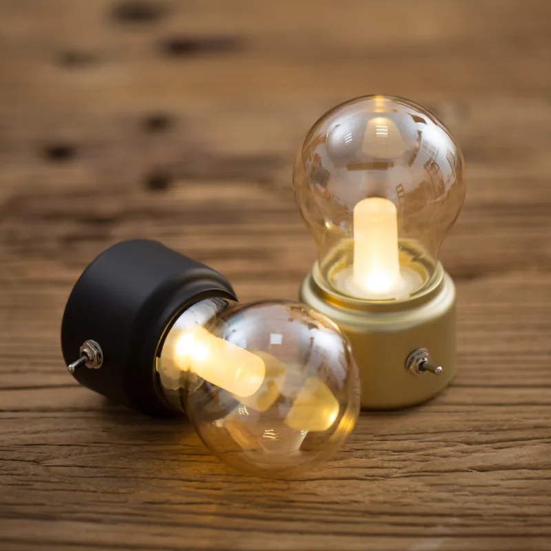Винтажная Ретро светодиодная лампа ночник старая мода USB аккумуляторная