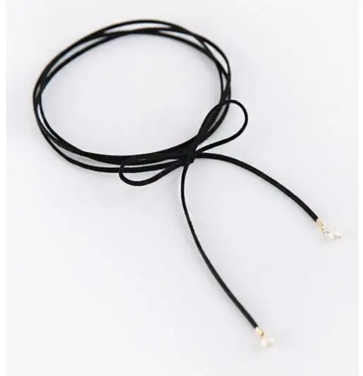 N584 2021 Новое Черное Кожаное замшевое ожерелье из шнура Модное Длинное Ожерелье с