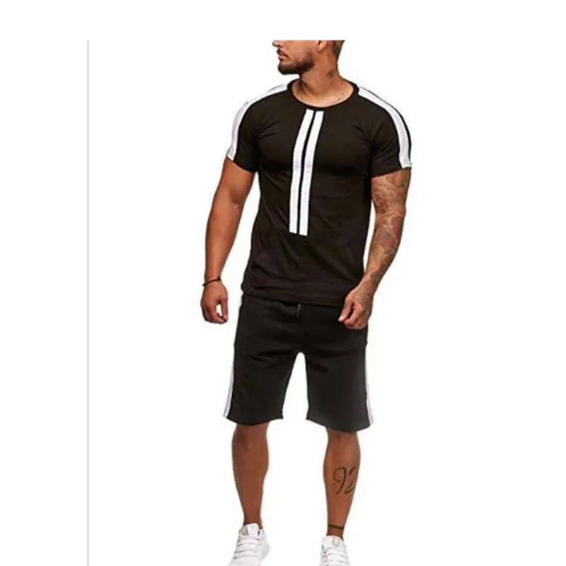 Мужской модный костюм в полоску повседневный удобный дышащий спортивный стиле