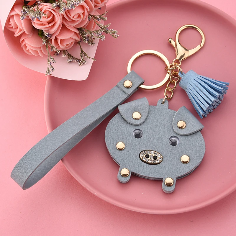 Женский кожаный брелок с заклепками милый в Корейском стиле подвеской кисточкой