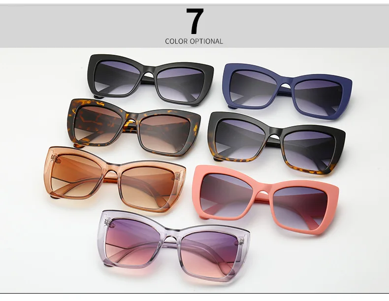 2019 женские солнцезащитные очки в стиле ретро форме кошачьих глаз крупной оправе