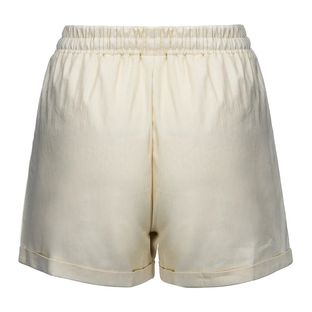 Женские хлопковые и льняные шорты карманная повязка со средней талией