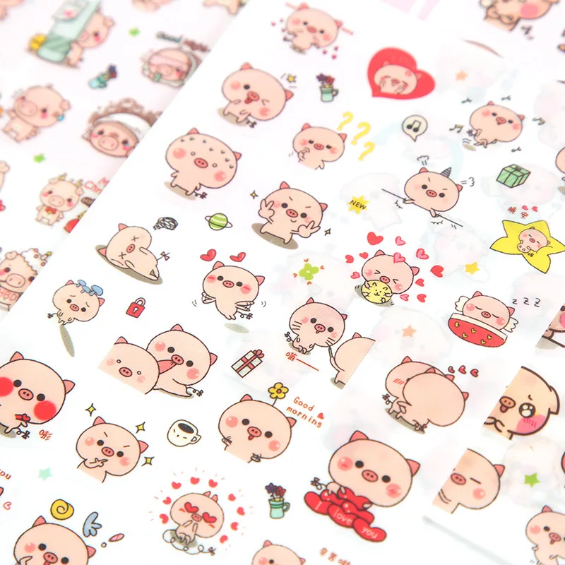 6 шт./компл. Kawaii мультфильм милый маленький розовый поросенок наклейки для детей