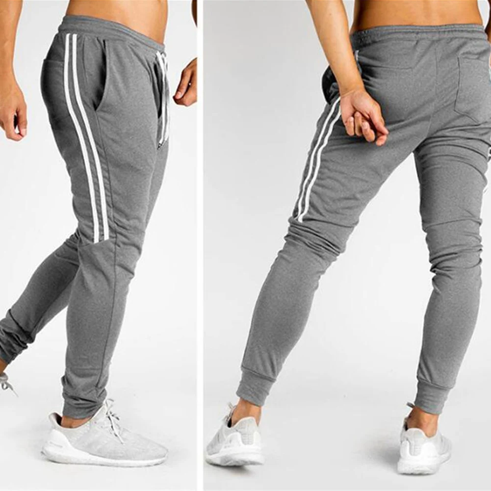 

Pants Men Slim Fit Trousers Tracksuit Bottoms Skinny Side Striped Elastic Waist Track Pants 2018 Casual