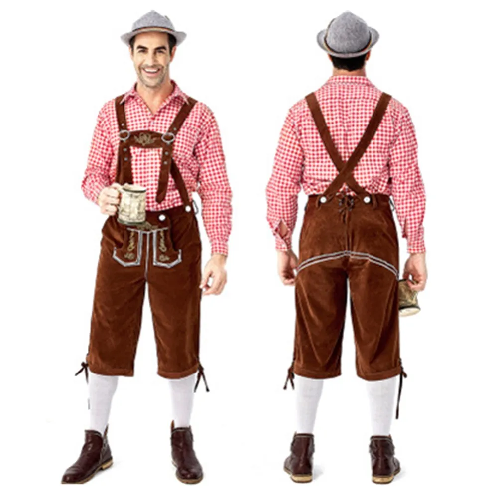 Розовый Взрослый Делюкс Для Мужчин's пиво oktoberfest ледерхозе одежда Германия баварский народный праздник шорты на подтяжках - Цвет: Розовый