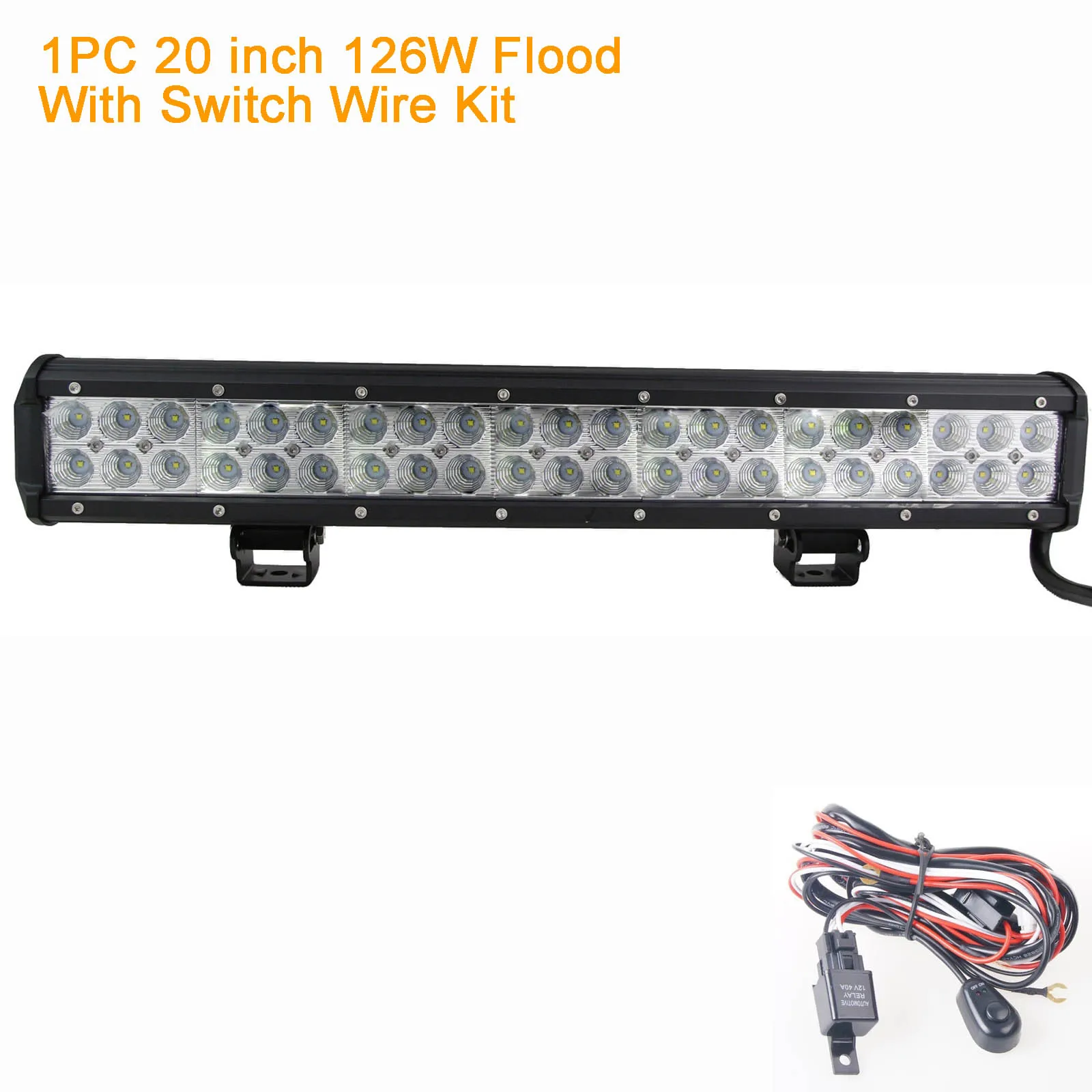 1PC 20 inch Flood Светодиодный бар 4-42 дюймов светодиодный светильник для внедорожных лодок, автомобилей, грузовиков, трактор ATV SUV 4WD 4x4 12V 24V светодиодный рабочий светильник - Цвет: 1PC 20 inch Flood