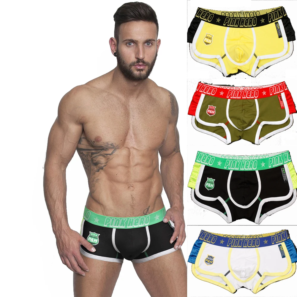 Розовый герои мужская underwear 3 шт./лот мужские хлопчатобумажные шорты мода дизайн