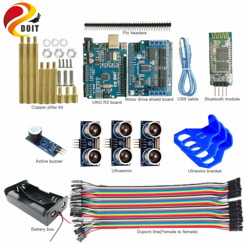 Официальный DOIT 1 Набор Bluetooth управление 3 полосный ультразвуковой избегание