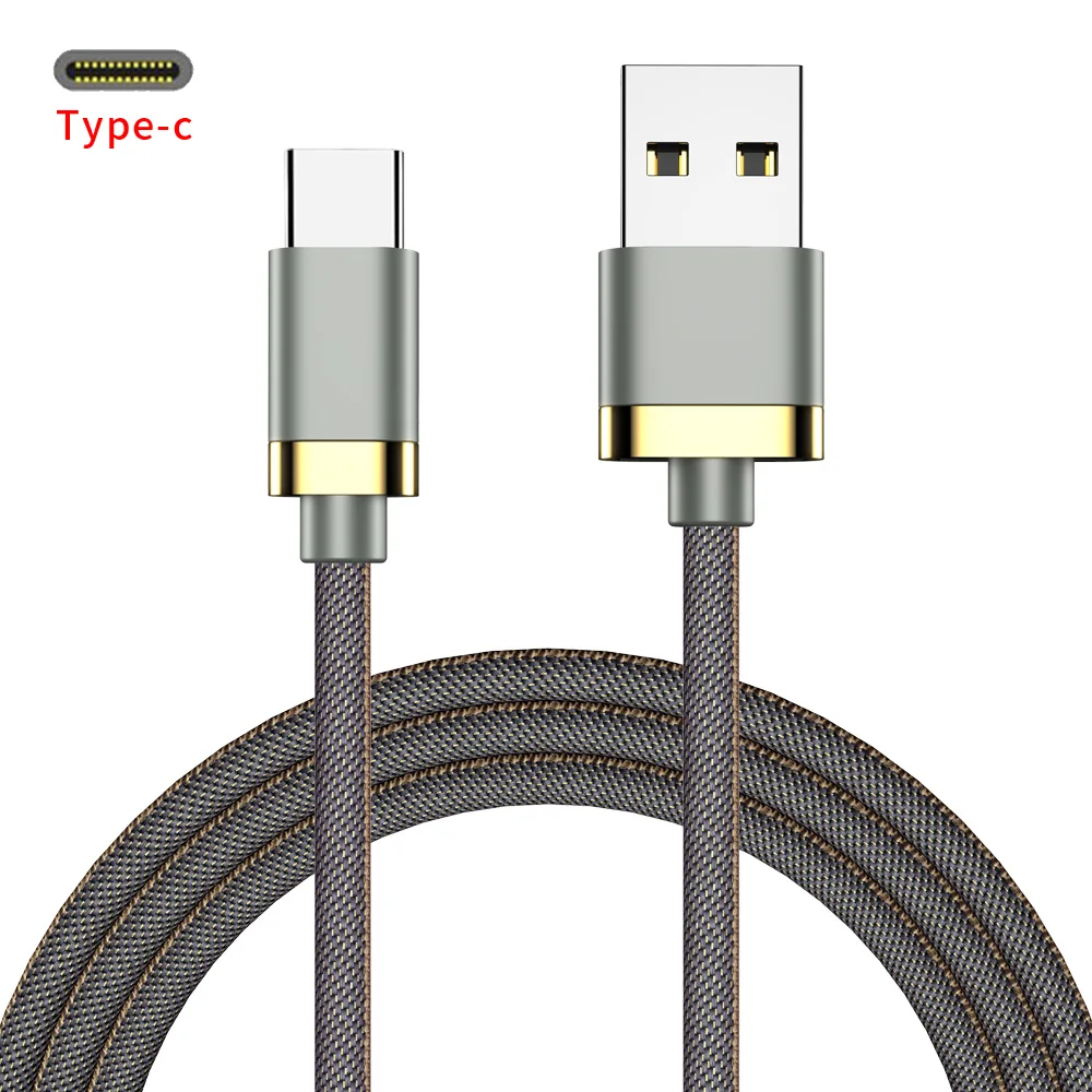 Серый Кабель USB type C для Xiaomi mi 8 9 Красный mi Note 7 USB-C кабель для samsung S8 S10 провод для быстрого заряда USB C кабель для зарядки мобильного телефона - Цвет: Серый