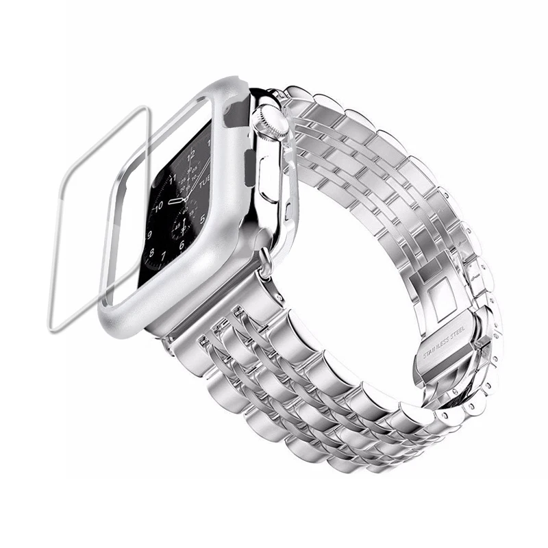 Чехол и ремешок для Apple Watch band 42 мм 38 браслет из нержавеющей стали watch 4 3 5 iwatch