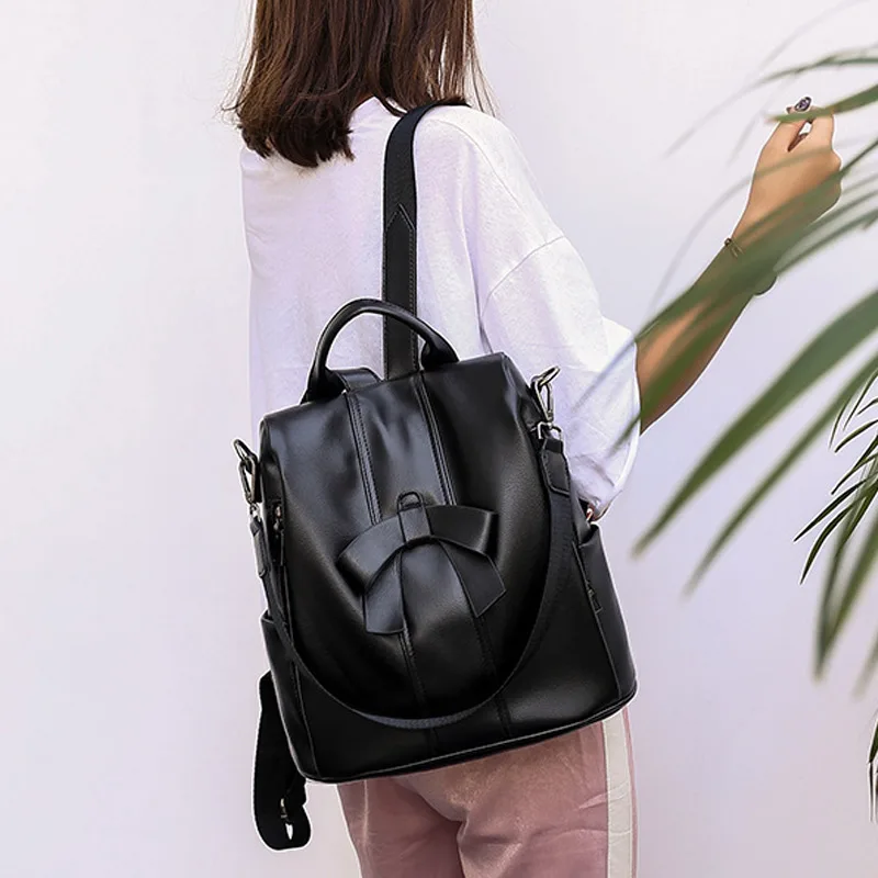 

1 шт., женский рюкзак из мягкой кожи с бантом