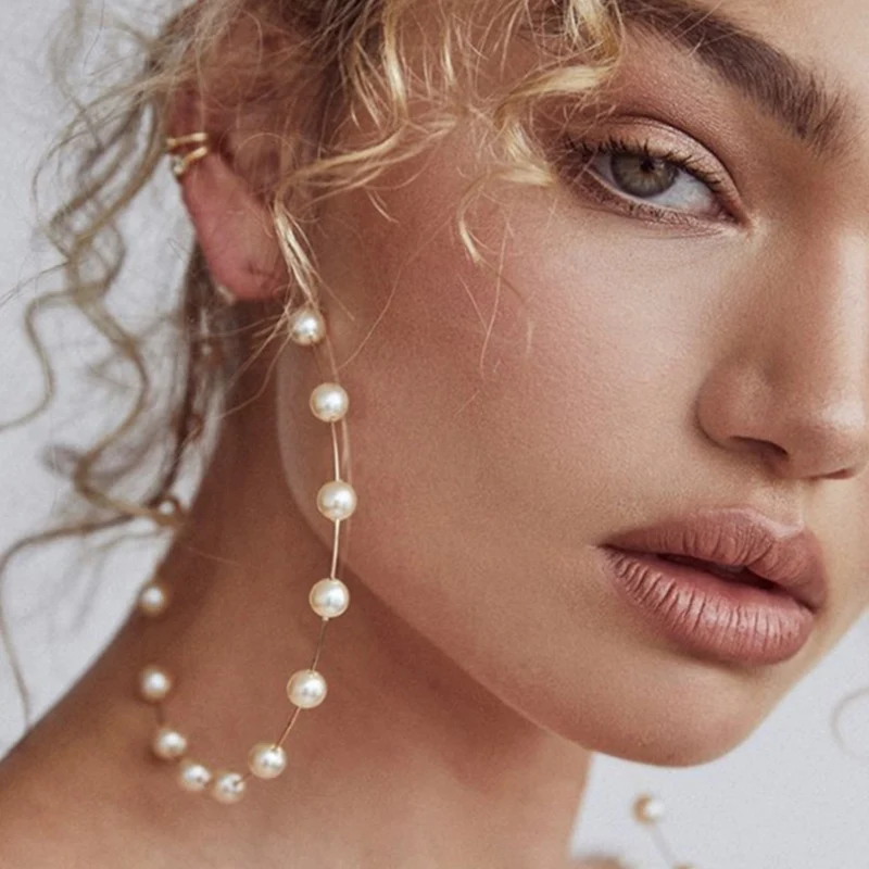 Boho имитация жемчуга Круглый Круг Серьги кольца для женщин золотой цвет Brincos