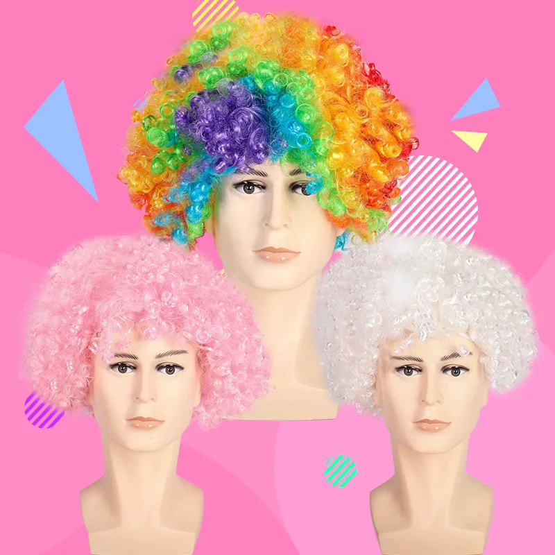 2 шт маскарадная вечеринка клоун веер волос парик взрыв головы смешной цвета