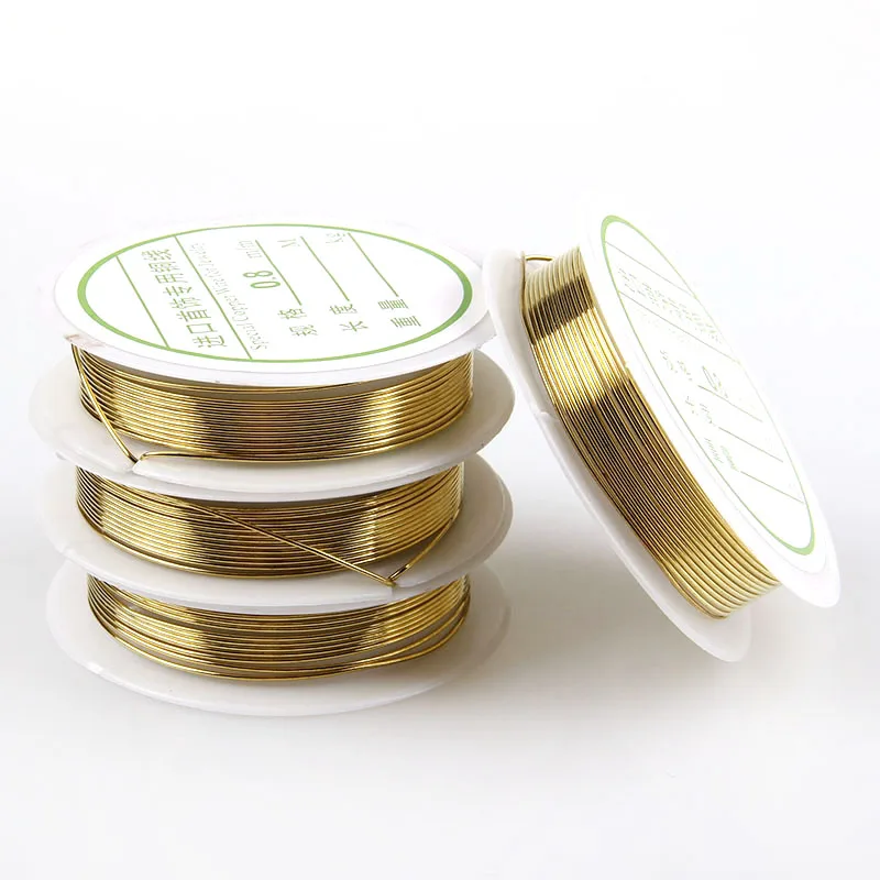 Gold 0.8mm 3M Мульти-размер, медная проволока, тянущаяся эластичная катушка, шнур, Хрустальная нить, нить для изготовления ювелирных изделий, бисероплетение, браслет, рыбалка - Цвет: Gold 0.8mm 3M