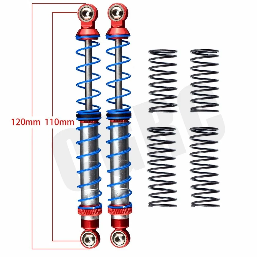 120mm 2pcs Масляный Регулируемый 80 мм, 90 мм, 100 мм, 110 мм, 120 мм, металлический амортизатор для 1/10 RC автомобилей, запчасти для грузовиков, гусеничный осевой SCX10 TRX4 D90 - Цвет: 120mm 2pcs