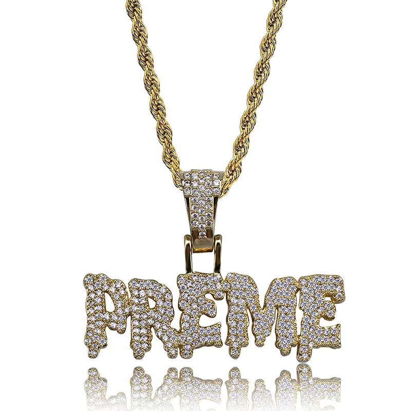 Ожерелье MISSFOX в стиле хип хоп с надписью Freeze Preme подвеска со льдом 24 К золотое
