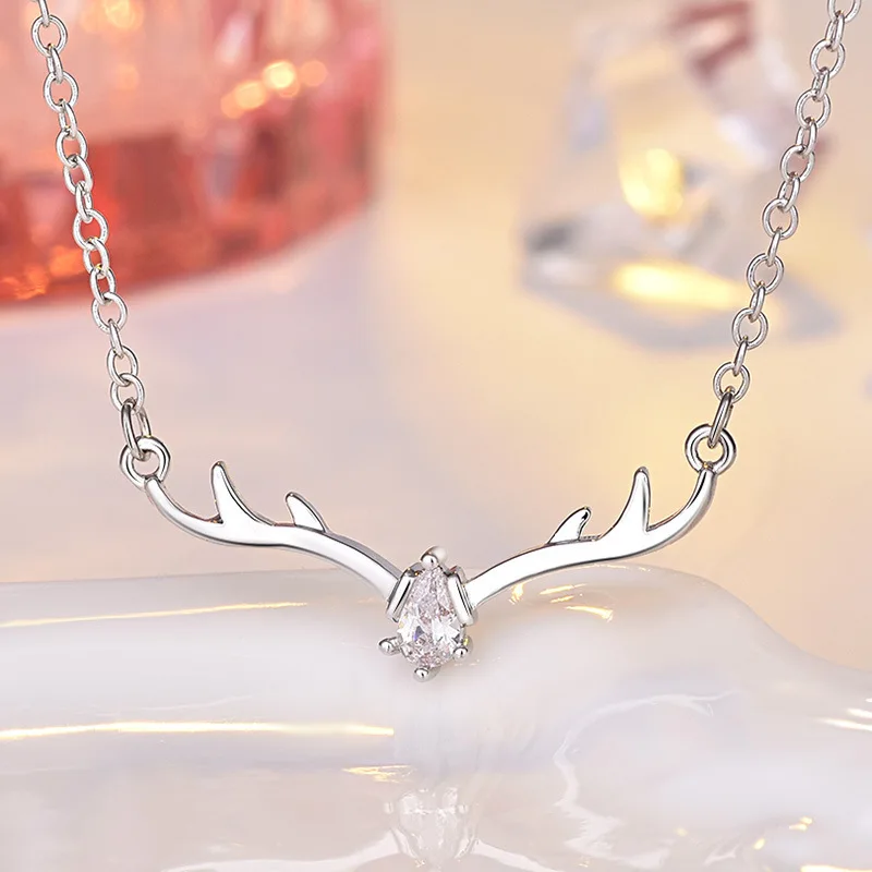 Розовое золото цепь оленьи рога серебряные Чокеры ожерелье s для женщин