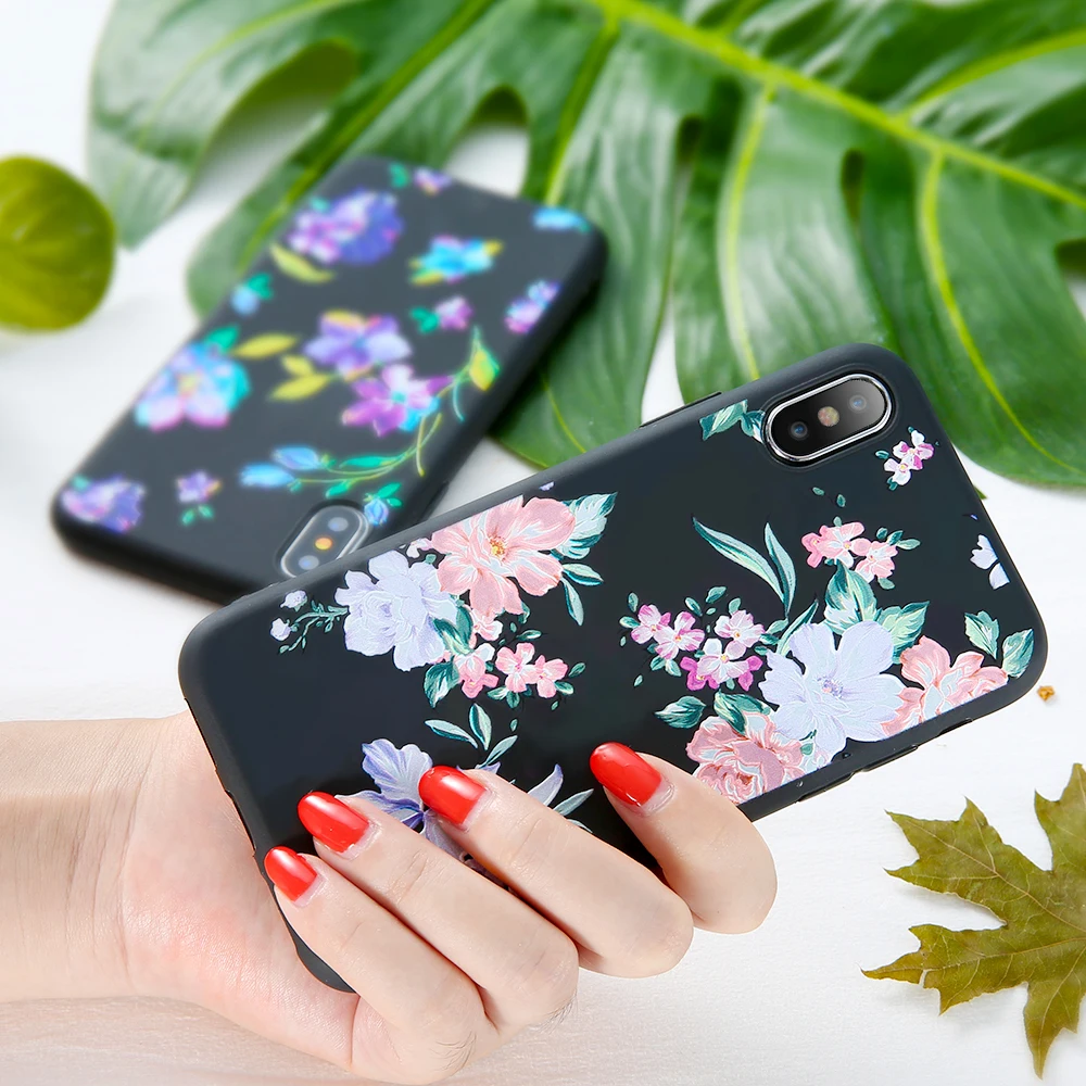 3D Рельефный цветок задняя крышка для i Phone X 10 ударопрочный телефон сумка чехол iPhone